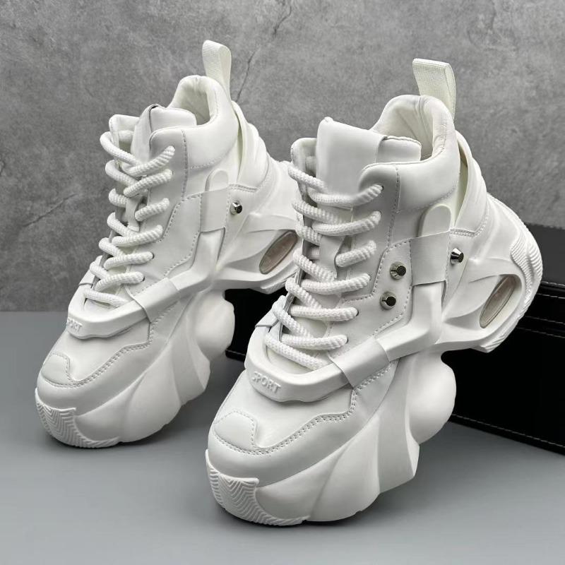 Men's Chunky Sneakers Fashion High Top Leather Casual Shoe Height Increasing Platform Shoes for Men Vulcanized Shoes Man Shoes