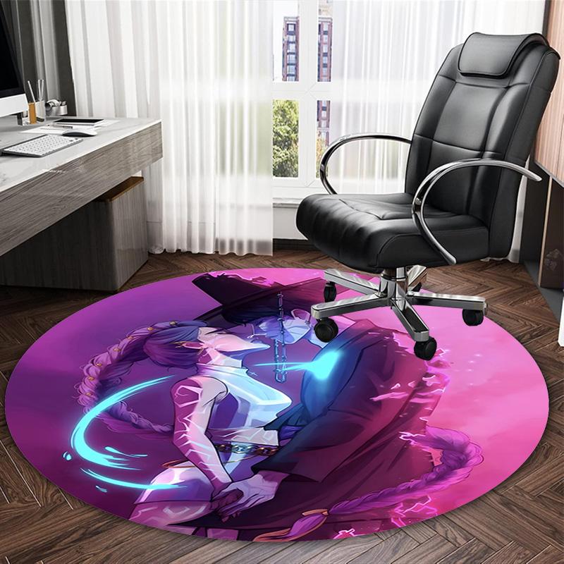 1pc KPop Demon Hunters RUMI8 Print Round Carpet Chair Round Carpet Suitable for Bedroom Living Room Home Decorative Carpet
