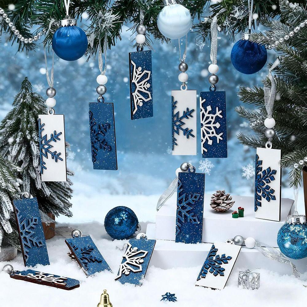 6PCS Wood Christmas Hanging Decoration Handcrafted Style Drop Ornament Festive Gift  Home Decoration
