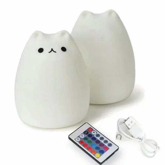 Luce Notturna LED Camera da Letto Sensore Touch Telecomando Decorazione Gatto Respirante Lampada per Allattamento