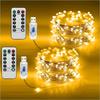 High qualityBZPCF 1pc USB Fairy String Lights, 66FT 200LED, 33Ft 100 LED, 16.4FT 50LED, Silver Wire, 8 Lighting Modes, Remote Control, USB Powered,