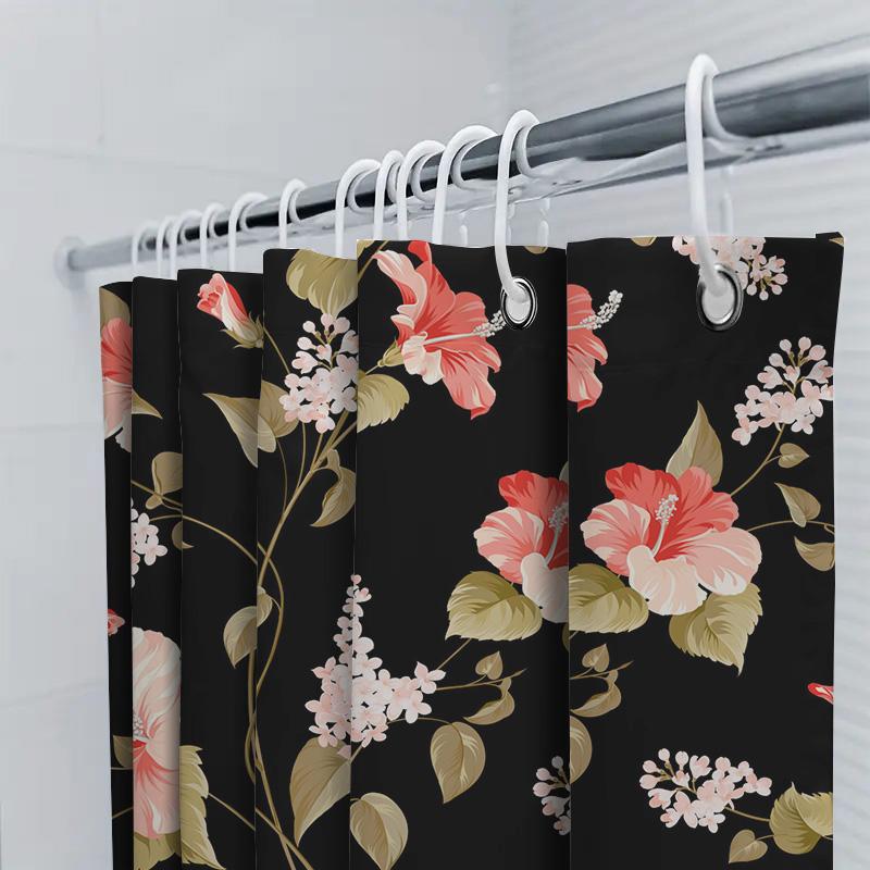 Floral Bath Curtain Decorative Shower Panel Waterproof Polyester Printed Home Decoration Customizable Size Options Available Pin