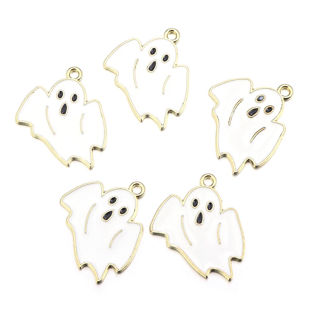 10pcs Halloween Charms Creepy Alloy Enamel Ghost Skull Pumpkin Bat Charms Pendants For DIY Jewelry Making Necklace Accessories