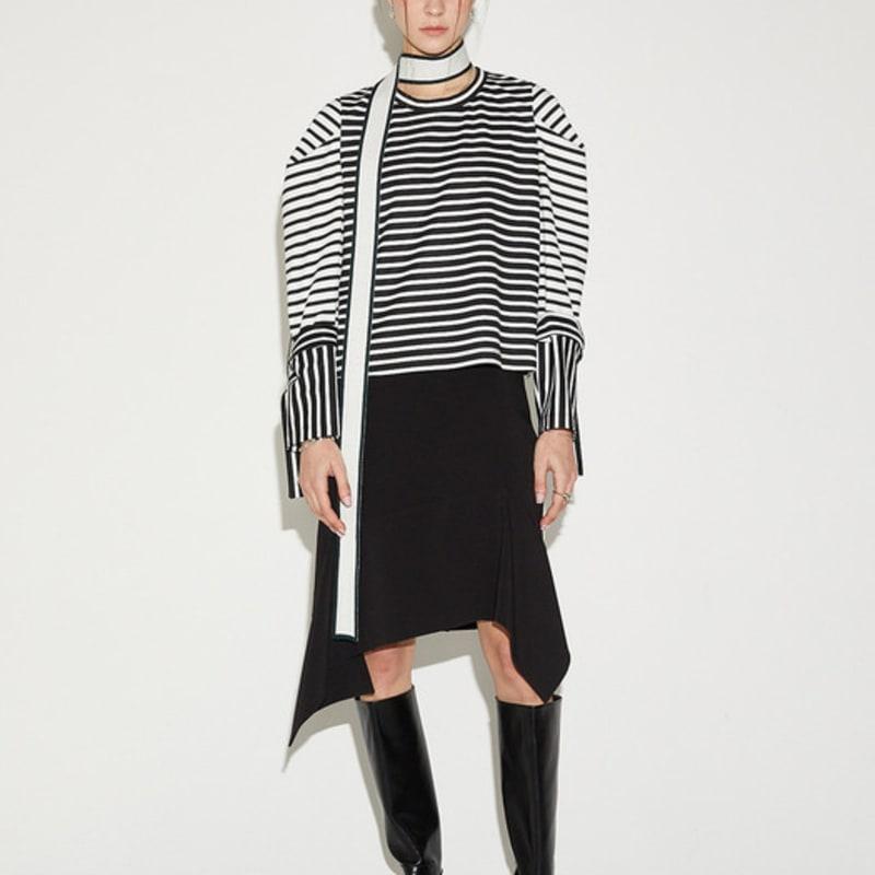 LE YIEL Color Block Knit Muffler_Green