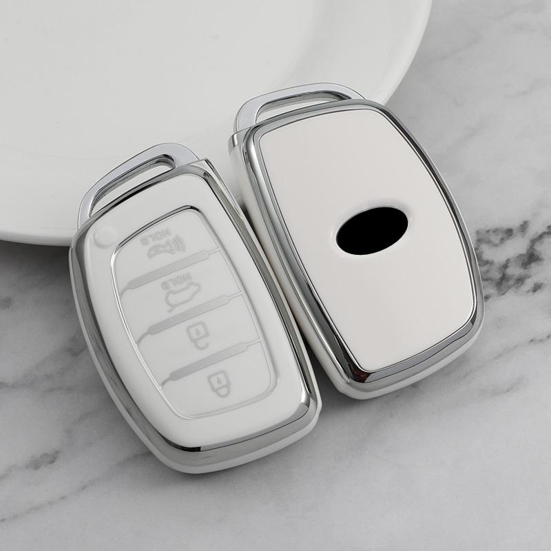 Car Key Case Cover for Hyundai Tucson Santa Fe Rena Sonata Elantra Creta Ix35 Ix45 I10 I30 I40 TPU 4 Buttons Fob Shell Protector