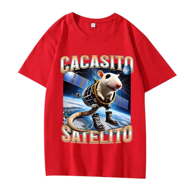 Funny Cacasito Satelito Italian Brainrot Silly Rat Meme T Shirt men women Oversized 100% Cotton short sleeve Summer Unisextops
