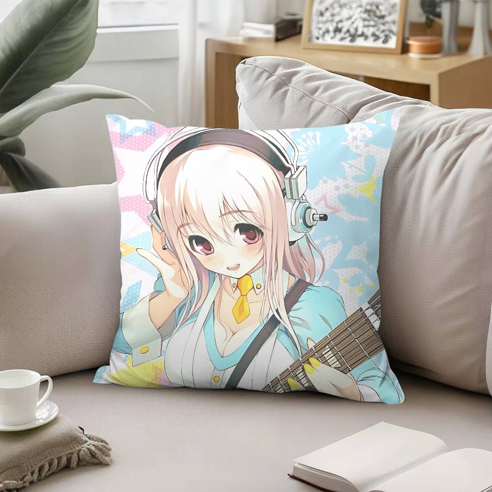Cute SSUPER SONICO Throw Pillow Covers Pattern Cushion Cover Suitable For Sofa Bedroom Car Pillow Cover