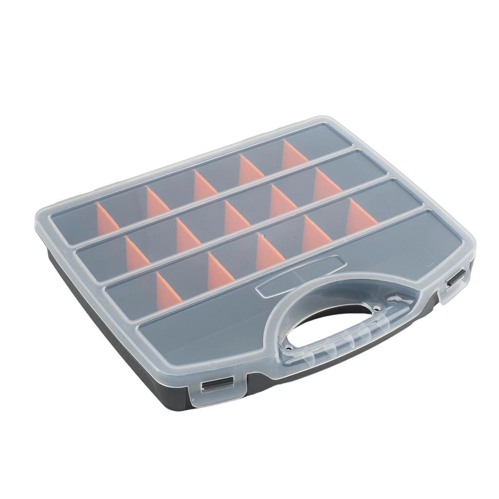 Hardware Storage Box with Adjustable Dividers and Portable Hinged Lid