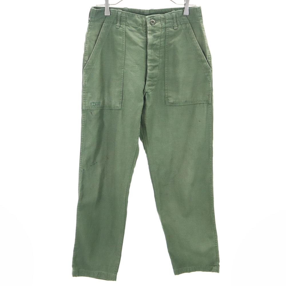 US ARMY 70s DSA Vintage Cotton Satin Baker Pants W30 Military Button Fly Men's Used