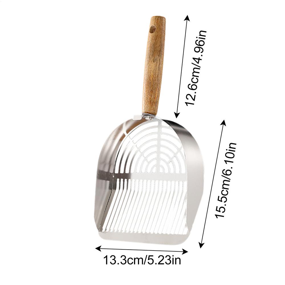 Katzenschaufel Edelstahl Katzenstreuschaufel Tragbares Reinigungs-Siebwerkzeug mit ergonomischem langem Griff Haustierbedarf für Zuhause