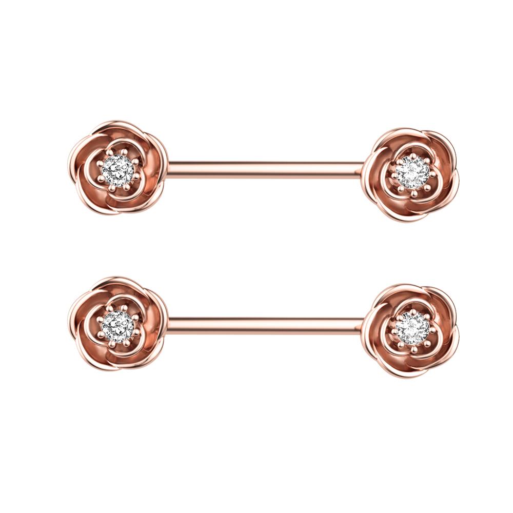 2pcs Butterfly Nipple Piercings Rings 16mm Length Bar Barbell Steel Crystal Nipple Shield Cover Heart Flower Tongue Body Jewelry