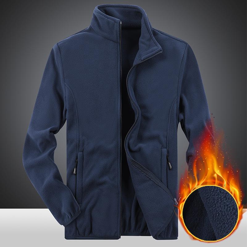 Winter Fleece Hiking Jacket Windbreaker for Men Sportswear Wool Lining Thickened Warm Men's Coat Plus Size Overcoat