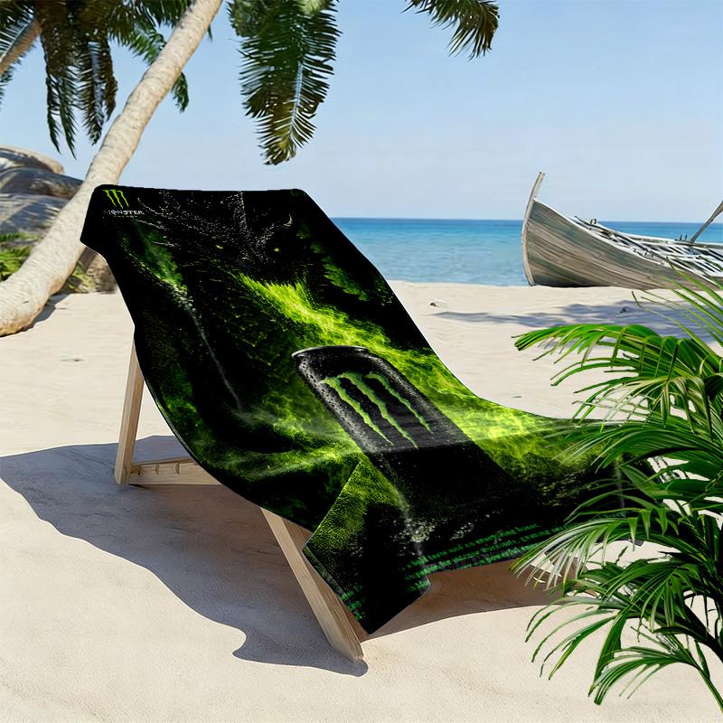 Monster Energy Drink Up Adventures Beach Towel Portable For Travel Beach Towel For Vacation Photos Absorbent Bath Towel Quickdrying Swim Towel