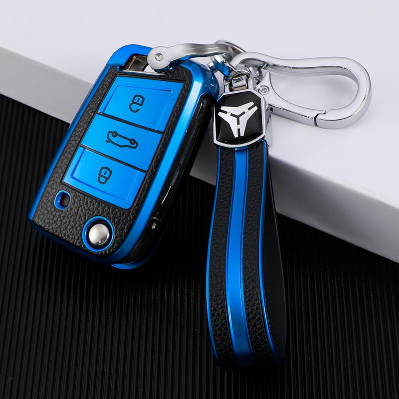 Car Key Case Cover Tpu Leather for VW Volkswagen Golf 7 MK7 Tiguan MK2 for SEAT Ateca Leon FR 2 Ibiza for Skoda Octavia A7