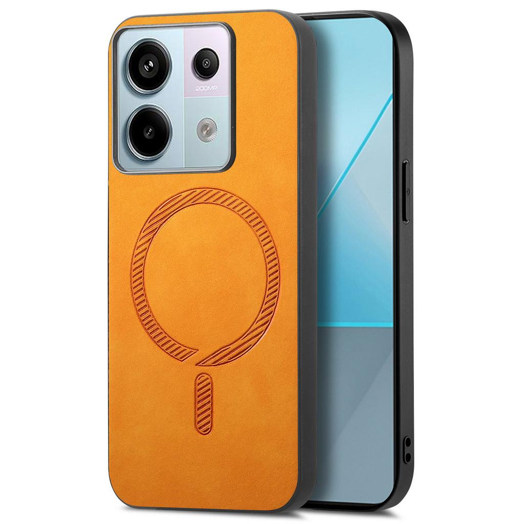 B1 For Xiaomi Poco X6 5G/Redmi Note 13 Pro 5G Leather Back Case Compatible with MagSafe Skin-Touch Phone Cover