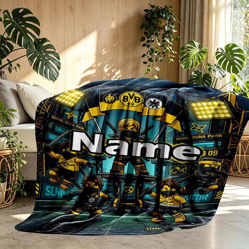 Custom Name Personalized Borussia Dortmund Bvb Print Blanket, Home Decor, Bedroom, Sofa, Camping, Couch, Gifts for Birthday Christmas