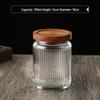 Large Glass Storage Jar with Striped Wooden Lid, Airtight & Food-Grade, Round Transparent Chinese Kitchen Collectible
