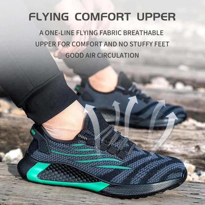 Men Safety Boots Steel Toe Anti Smash Anti Puncture Work Shoe Indestructible Breathable Couple Casual Shoes Lace Up Men Sneakers