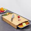 Bamboo Cutting Board with Drawer and Side Dish Plate for Vegetables, Cooked Food, Fruit, Bread, and Cheese