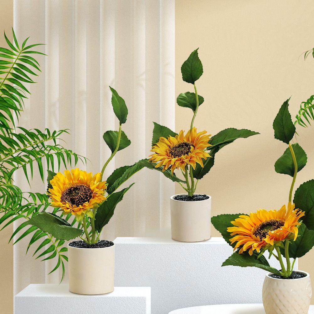 30cm Umělá slunečnice s květináčem Simulovaná květina Umělé rostliny Svatba Kytice