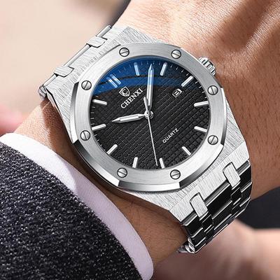 Men Casual Watch Stainless Steel Strap Calendar CX0727