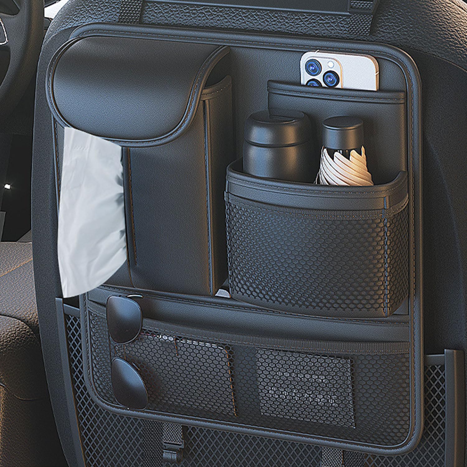 ChicCarry Car Seatback Back Seat Car Storage Seatback Car Seatback Car Hanging Easy Car Black Pocket, Storage, Pocket, Pocket, Bag, Multifunctional, чёрный