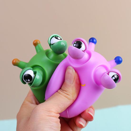 1/2/3Pcs Popping Eye Cabbage Worm Toy Anxiety Stress Relief Caterpillar Squeeze Pinch Sensory Toy Kids Teens Adults Soft Stress Ball Animal Fidget Toy