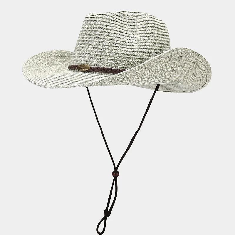 

2025 Summer UPF50+ Wide Brim Sun Hat Outdoor Western Cowboy Fisherman Cap Adjustable Breathable Unisex for Men Women 56-58 cm бежевый