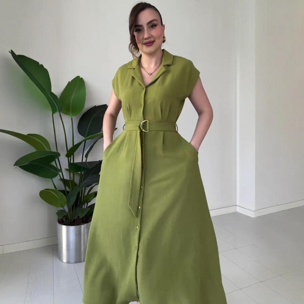 2025 Summer Sleeveless Casual Tie-Waist Slimming Long Dress