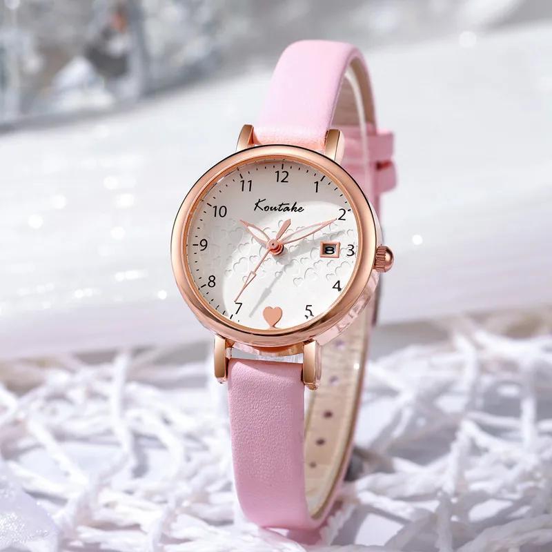 Fashion Love Digital Dial Women Watch Leather Strap Date Quartz Wristwatch Girls Clock Watches Montre Femme Dropshipipng Gifts