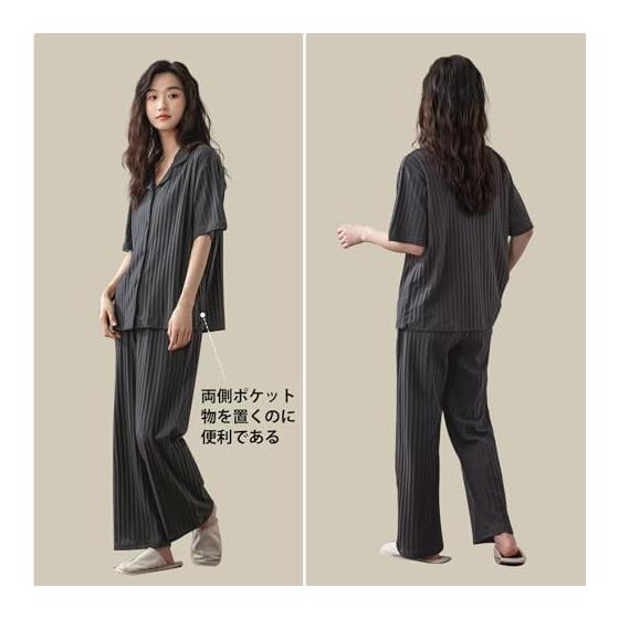 [PeiYA] Women's pajamas short sleeves long pants 100% cotton top and bottom suit loose summer loungewear