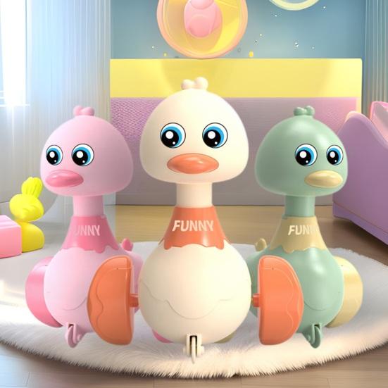 Kids Walking Duck Toy Press Go Inertial Drive Pull Back 360 Degrees Rotatable Head Duck