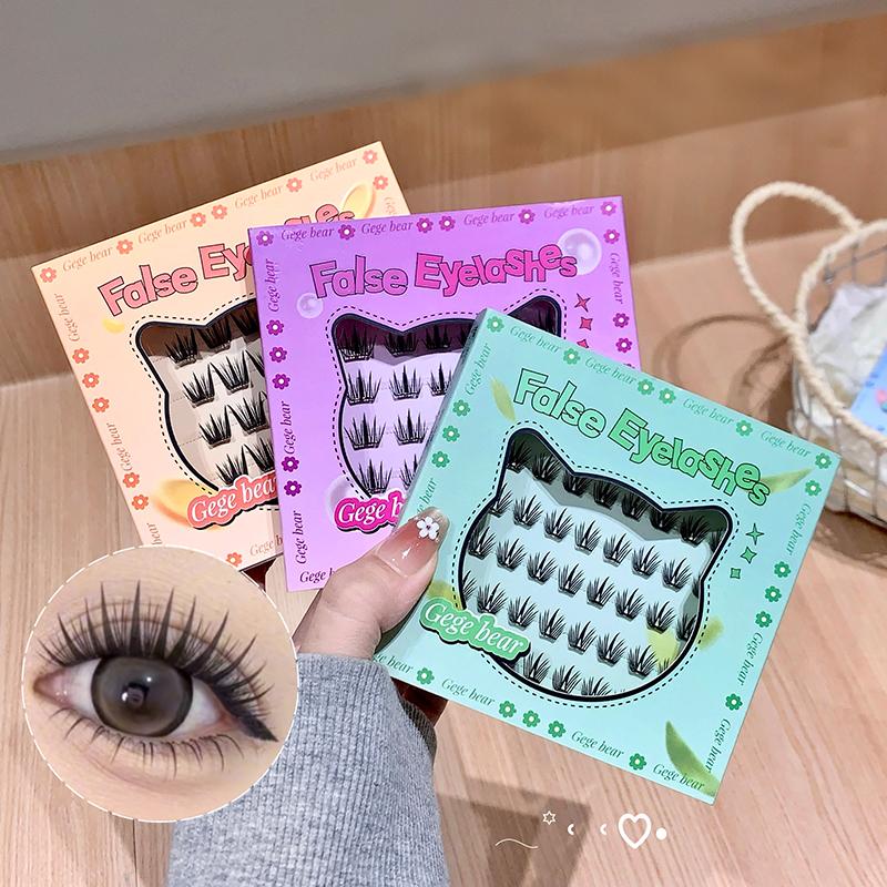 GEGE BEAR Naturalne komiksowe rzęsy C-Curl bez kleju, segmentowe rzęsy samoprzylepne, łatwe w noszeniu, idealne dla początkujących