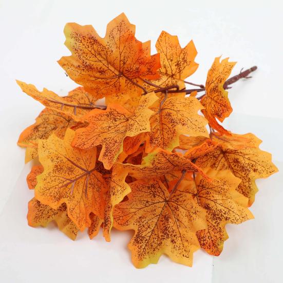 Artificial Red Maple Leaf with Stem Realistic UV Resistant Home Indoor Outdoor