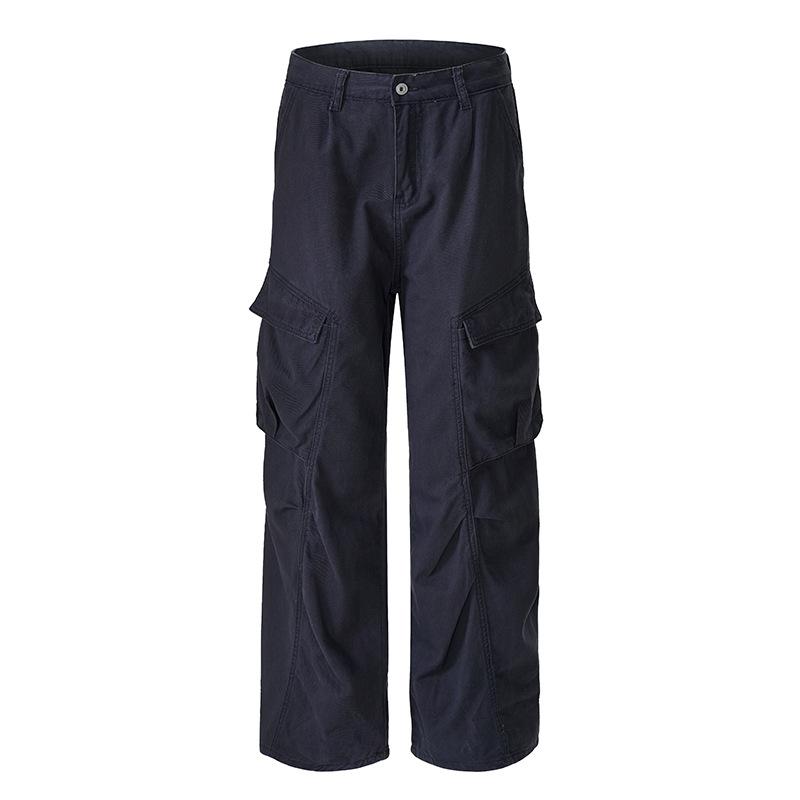 

Three-dimensional Work Pocket Casual Pants for Men Wash Pure Cotton Loose Straight Pants XXL