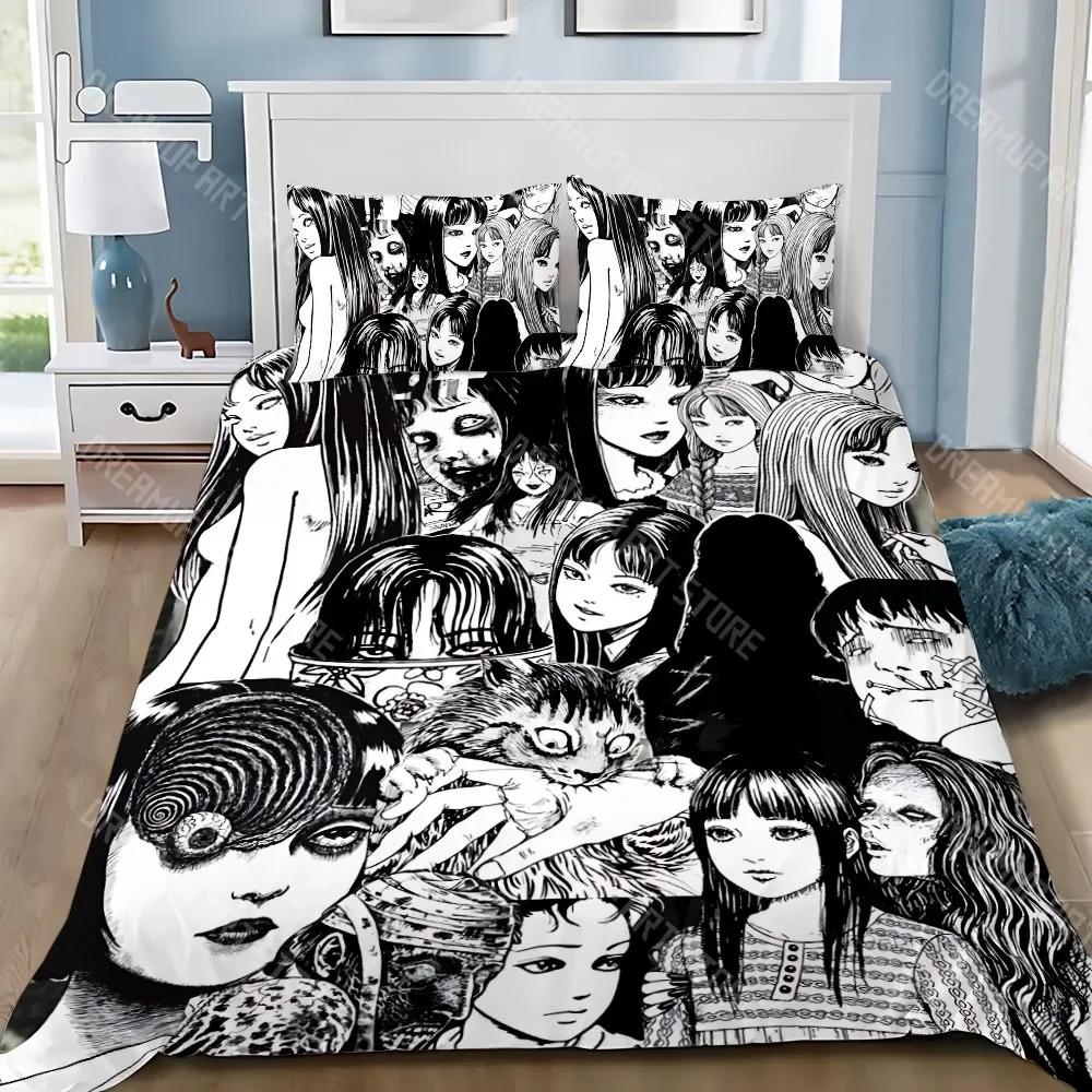 Thriller Manga Duvet Pillowcase Bedding Set Boy Junji Ito Tomie Girl Bedroom Decoration Children Gift Single Double Large Size