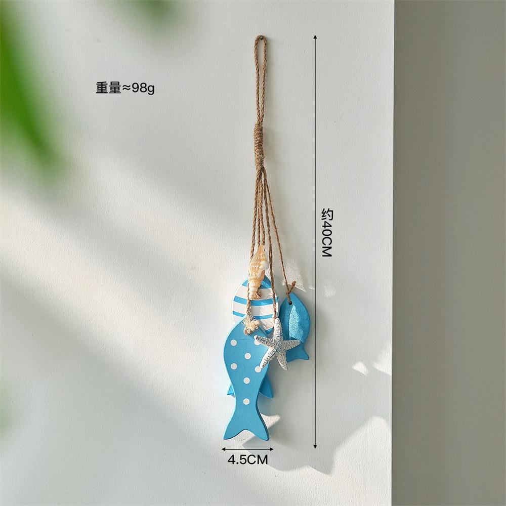 Wooden Fish Wall Hanging Ornaments, Nautical Beach Theme Home Decoration Sculpture for Bathroom Bedroom Lake House Decor