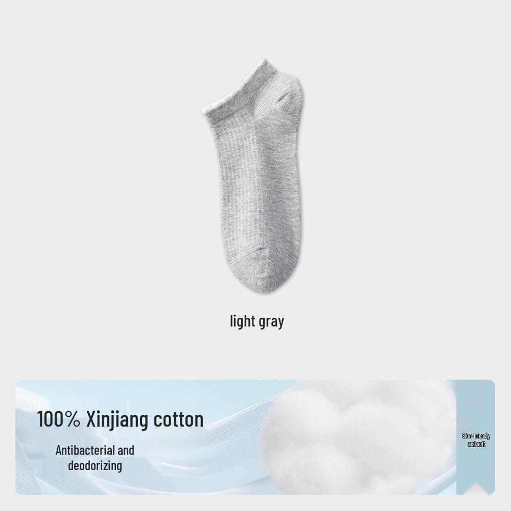 Damen-Kniebundsocken aus reiner Baumwolle mit Spitze - Antibakteriell, Hohe Elastizität, Atmungsaktiv, Vertikale Streifen für Frühling und Herbst.
