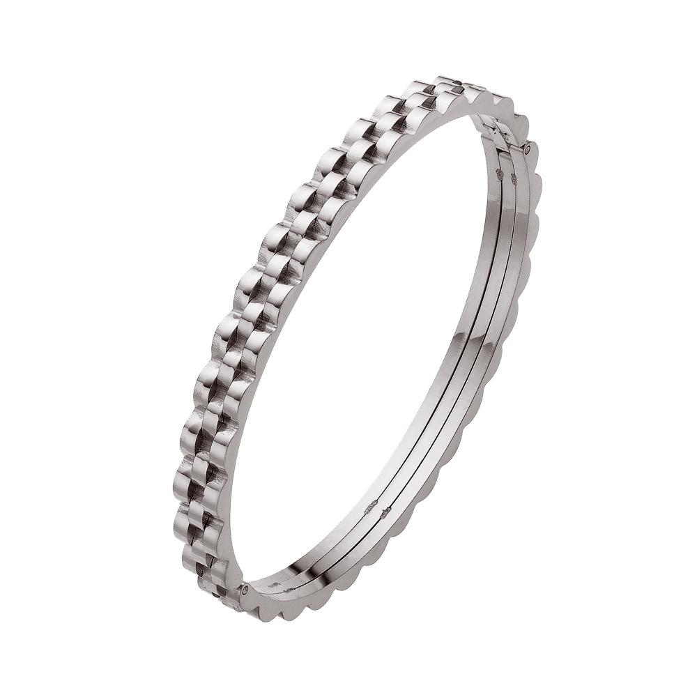 European Hip Hop Style Stainless Steel Three-Layer Gear Titanium Bracelet