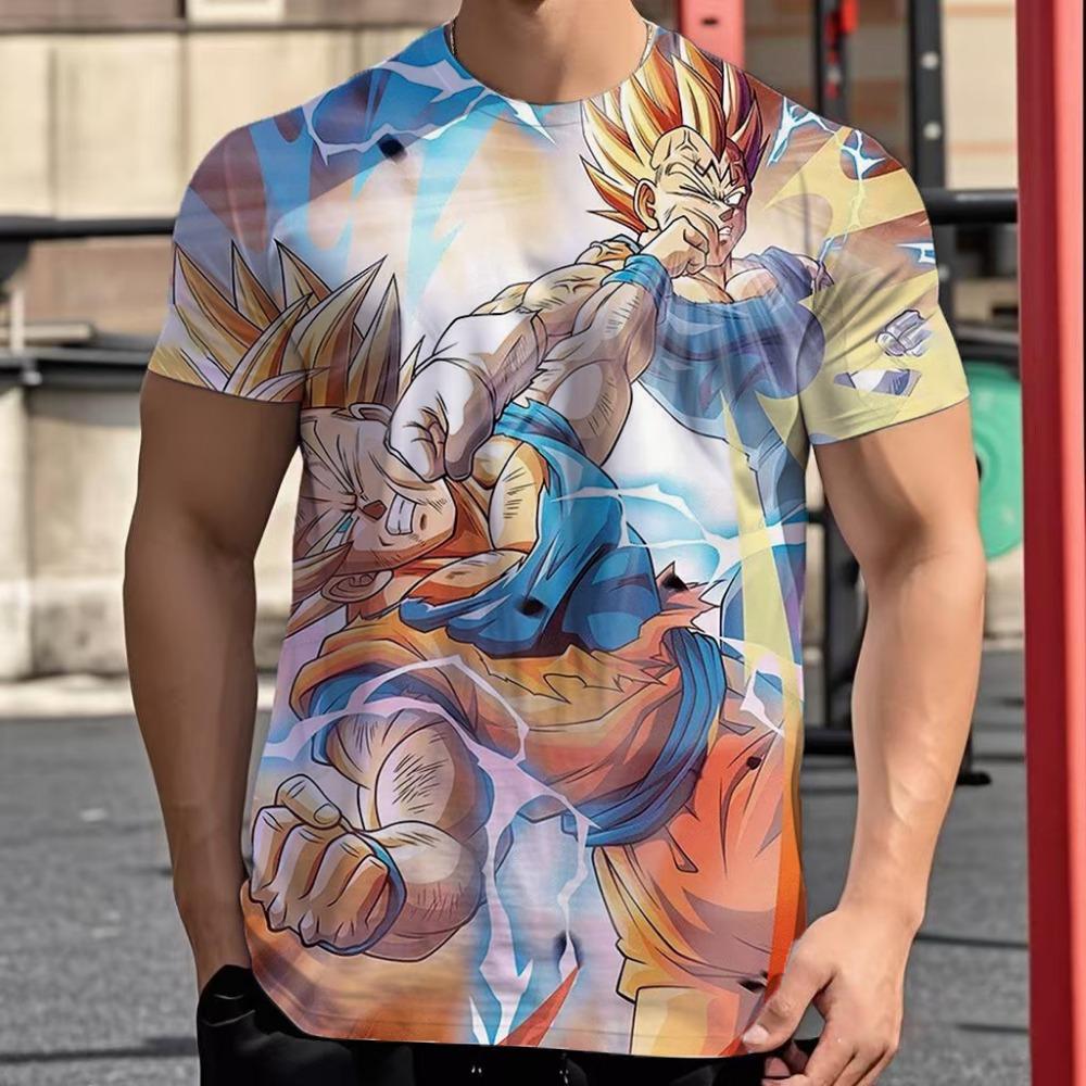 2025 New Fashion Dragon Ball 3D  Summer Short Sleeve O-Neck Goku Vegeta Men's Casual Shirt Boys