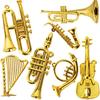 7/14pcs Golden Musical Instrument Ornaments Miniature Guitar Violin Saxophone Figurines Dollhouse Miniatures Desktop Decorations