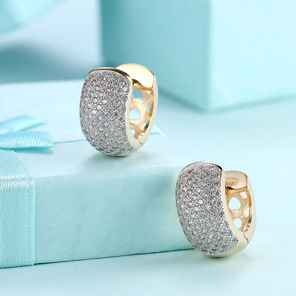Luxury Fashion Paved Cubic Zirconia Hoop Earrings for Women Gold Color Bride Accessories Wedding Earring Valentine's Day Gift Jewelry
