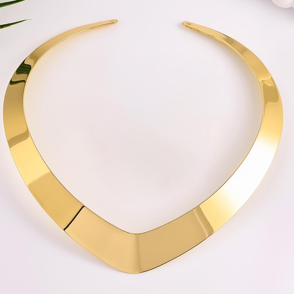 European and American Open Collar Fashion Metal Exaggerated Necklace Earrings Set Women's Jewelry