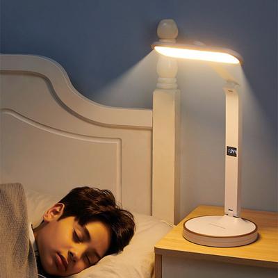 LED Hodiny Stolní Lampa Dobíjecí přes USB Stmívatelná Stolní Lampa Zásuvná LED Lampa Skládací Ochrana Očí Čtecí Noční Světlo