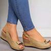 Large Size Women's Shoes Wish Fish Mouth Summer New Wedge Heel Buckle Size Sandals Women