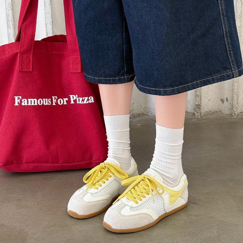 Mesh German Training Shoes Women's Summer 2025 Thin Lightweight Breathable Little White Shoes Leather Comfortable Shallow Mouth Forrest Gump Mesh Sh