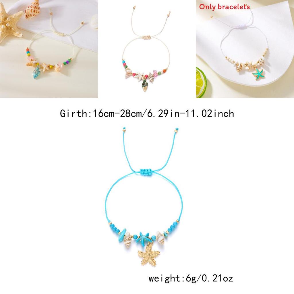 Bohemian Starfish Shell Beaded Bracelet With Electroplated Zinc Alloy For Summer Beach Vacation Gift