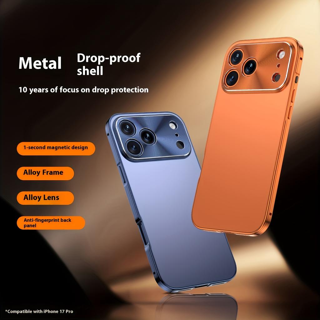 For Iphone 17 Pro Max Phone Case Aviation Aluminum Alloy Frame Threaded Lens Matte Backplate Ultra-thin Anti Drop Back Cover