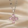 Versatile Niche‑Style Titanium‑Steel Women Necklace, Four‑Petal‑Flower Zircon‑Inlaid Advanced‑Design Collarbone Chain