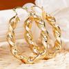 Twisted Texture Hoop Earrings for Women Stylish Gold Tone Round Circle Earrings Fashion Daily Party Jewelry